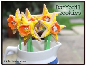 Daffodil cookies with royal icing