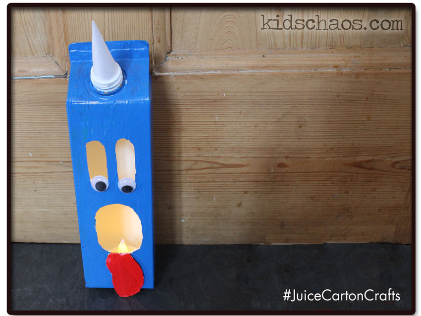 Juice carton crafts – tea light lamp