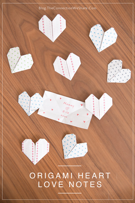 Origami heart love notes