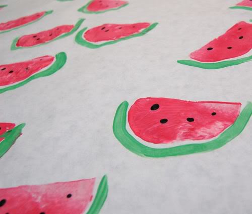watermelon potato print wrapping paper