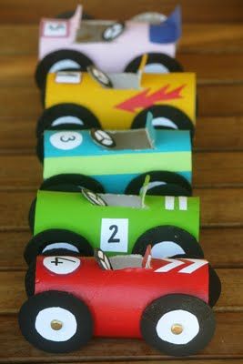 Toilet roll racing cars