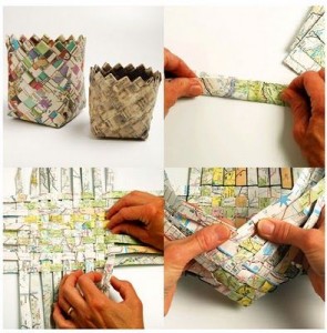 upcycled map weaving