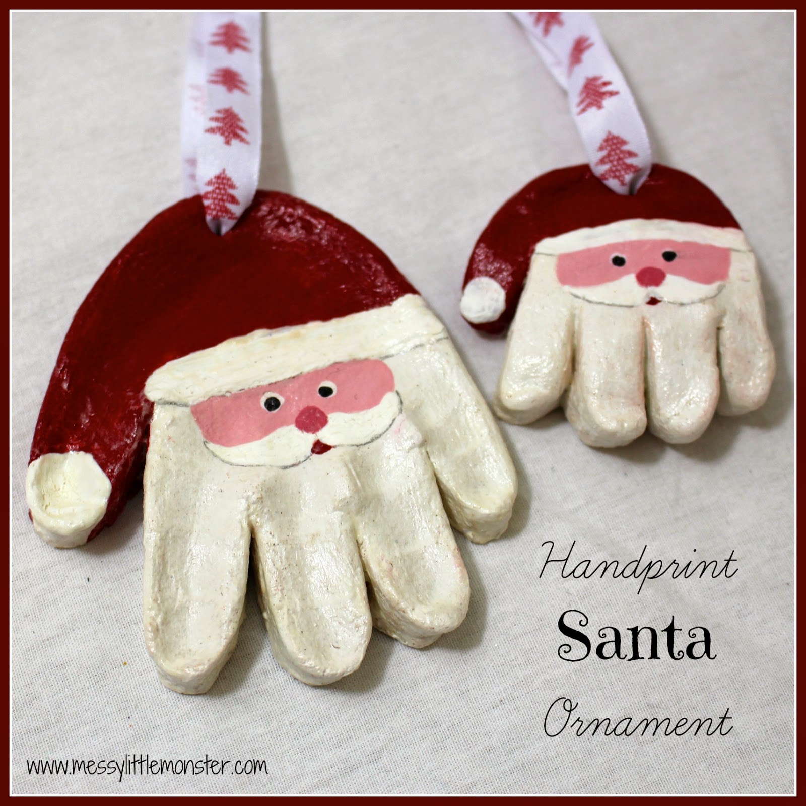 Salt Dough Ornaments – Santa Handprints