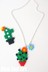 Summer Jewelry for kids - make some Cactus Perler Bead Patterns. Too cute.