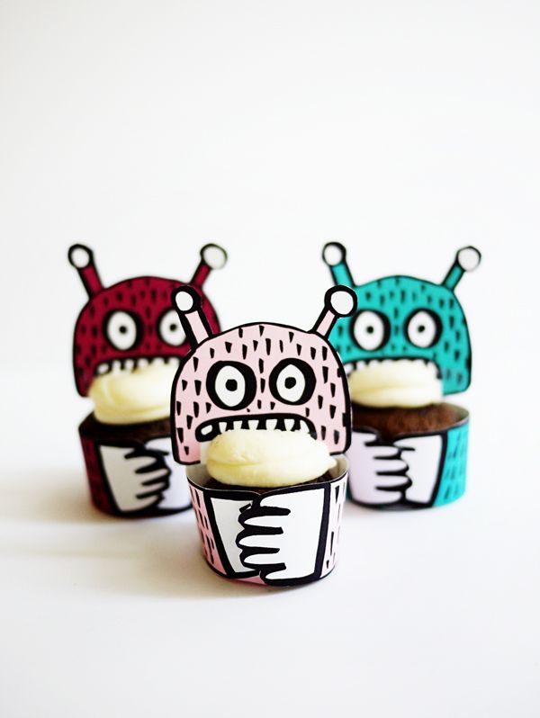 Printable Monster Mini Cupcake Holders