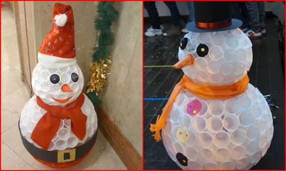 Plastic Cup Snowman Craft