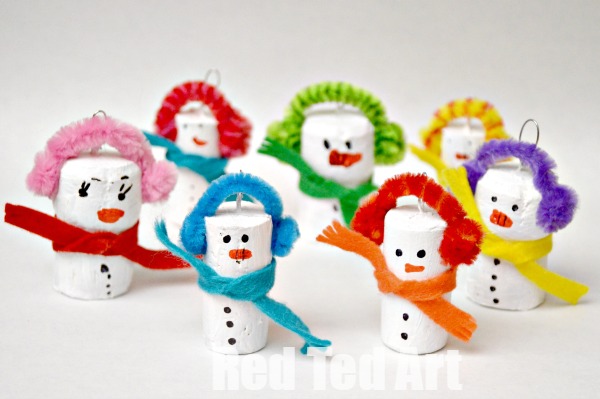 Snowman-Crafts-Cork-Ornaments-for-Kids