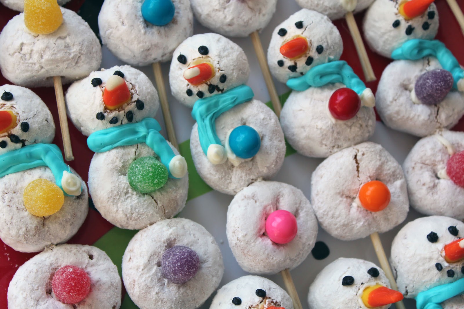 add eyes for donut snowmen