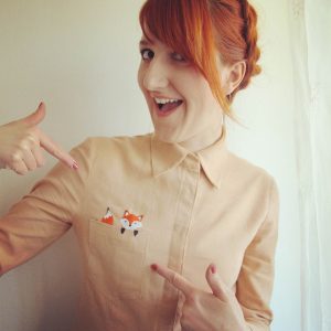 fox embroidered pocket