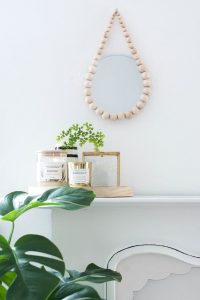 Wooden Bead Mirror Frame