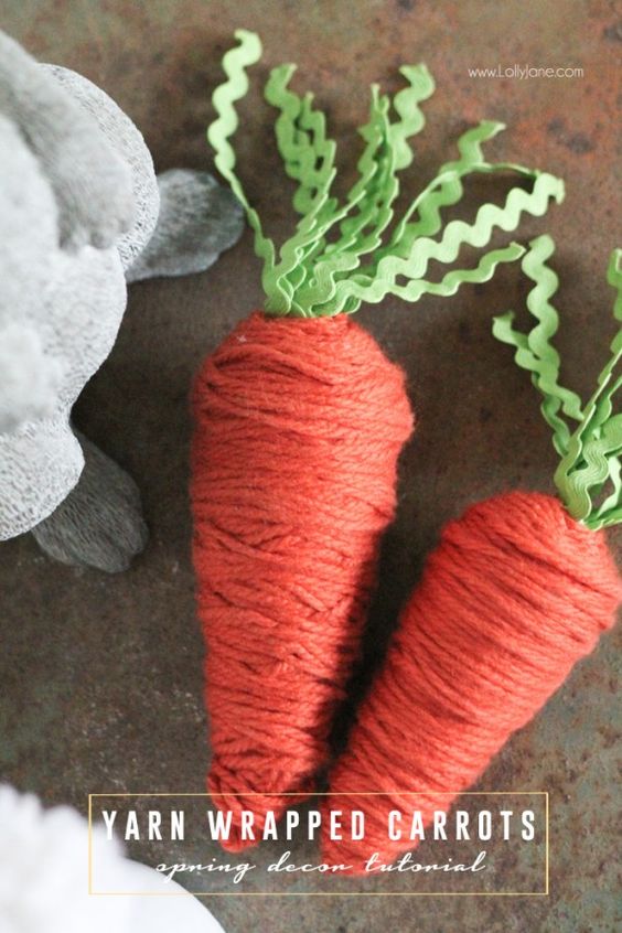 Yarn wrapped carrots – sweet little DIY