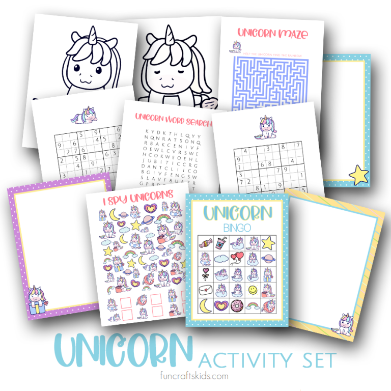 Free Printable Unicorn Activity Set - Fun Crafts Kids