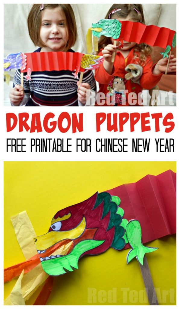 Dragon Puppet Printable Fun Crafts Kids